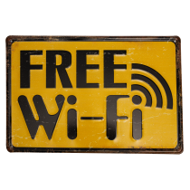 Табличка металлическая 30х20 см (Free Wi-Fi) DE-3020-FWF