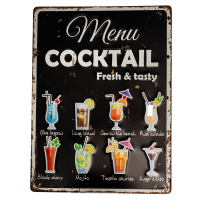 Табличка металлическая 30x40 см «Menu Cocktail» DE-3040-MC