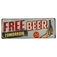 Табличка металлическая 40х15 см «Free beer» DE-4015-FB