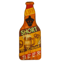 Табличка настенная МДФ 40х15 см с металлической открывалкой для бутылок «Short Beer» DE-4015OB-SHB								