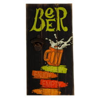 Табличка настенная МДФ 40х20 см с металлической открывалкой для бутылок «Beer» DE-4020OP-B