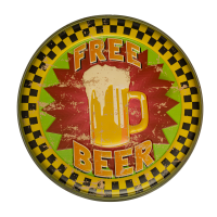 Наклейка декоративная круглая для украшения помещений «Винтаж» 30х30 см «Free beer» VINR (FB)