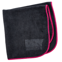 Dry Monster Чёрная микрофибра с коротким плотным ворсом (розовый оверлок) 350gsm 40х40см DM-4040