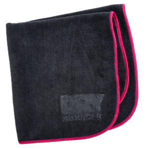 Dry Monster Чёрная микрофибра с коротким плотным ворсом (розовый оверлок) COSMO 350gsm 40х40см DM-4040