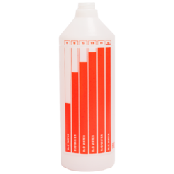 MA-FRA Флакон со шкалой в пропорции и процентах (красный) PLASTIC BOTTLE 1л 0598