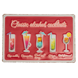 Табличка металлическая 30х20 см (Classic alcohol cocktail) DE-3020-CAC