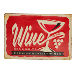 Табличка металлическая 30х20 см «Wine» DE-3020-W