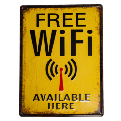 Табличка металлическая 30x40 см (Free WiFi) DE-3040-FW