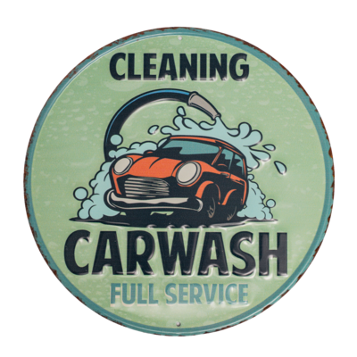 Табличка металлическая круглая 30 см «Cleaning Carwash» DE-30R-CC