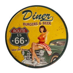Табличка металлическая круглая 30 см «Diner» DE-30R-D