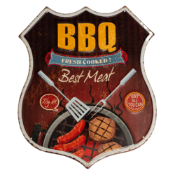 Табличка металлическая фигурная 33х39 см «BBQ» DE-3339-BBQ