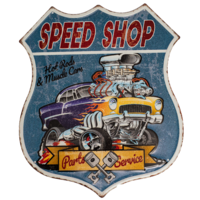 Табличка металлическая фигурная 33х39 см «Speed Shop» DE-3339F-SSH