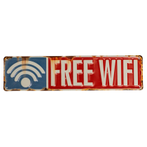 Табличка металлическая 40х10 см «Free WiFi» DE-4010-FWF