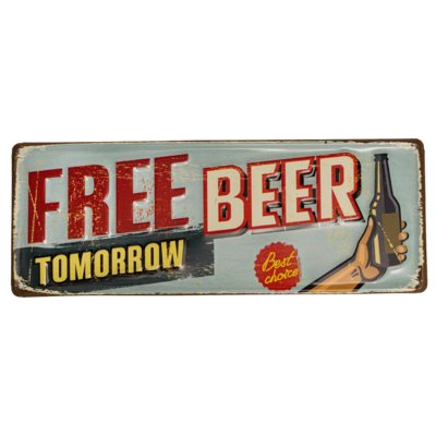 Табличка металлическая 40х15 см «Free beer» DE-4015-FB
