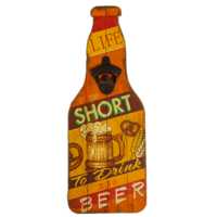 Табличка настенная МДФ 40х15 см с металлической открывалкой для бутылок «Short Beer» DE-4015OB-SHB