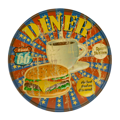Наклейка декоративная круглая для украшения помещений «Винтаж» 30х30 см «Diner» VINR (D)
