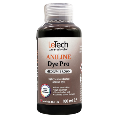 LeTech Анилиновый краситель для кожи (Aniline Dye Pro) Medium Brown Expert Line 100мл