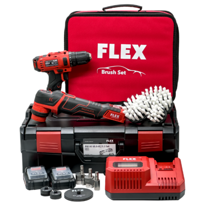 FLEX Набор для полировки и химчистки (машинка+шуроповерт) PXE 80+DD 2G/Brush Set FLEX 518654