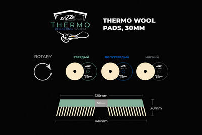 Меховой круг, твердый интерфейс (зеленый) ZviZZer THERMO WOOL 30мм (RO) 140/30/125 ZV-TW00014030HC