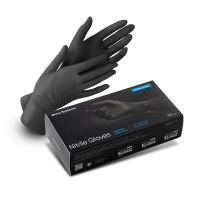 Shine Systems Защитные универсальные нитриловые неопудренные перчатки, размер L, цвет черный, 100 шт Nitrile Gloves