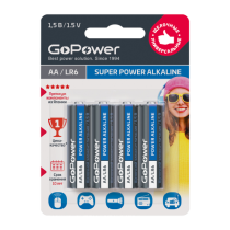 GoPower Батарейка LR6 AA BL4 Alkaline 1.5V, пальчиковая (4 шт)