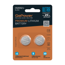 GoPower Батарейка ULTRA CR2032 BL2 Lithium 3V (2 шт)