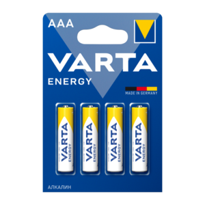 Varta ENERGY Батарейка LR03 AAA BL4 Alkaline 1.5V (4103), мизинчиковая (4 шт)