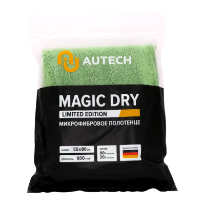 AuTech Микрофибровое полотенце для сушки авто (зелёное) Magic Dry 50x80 см 600гр/м2 Au-249g