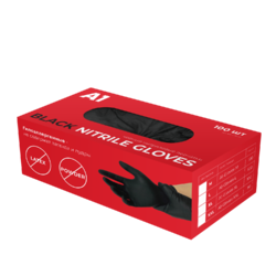 А1 Нитриловые перчатки NITRIL GLOVES черные, размер L, 100шт A1-Gloves-L