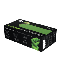 A1 Нитриловые перчатки FROGLEGS NITRIL GLOVES зеленые, размер XL, упаковка 100шт A1-Froglegs XL