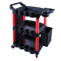 AuTech Пластиковый стол тележка на колесиках с одной боковой стенкой и ведром. Место полировщика Au-2110